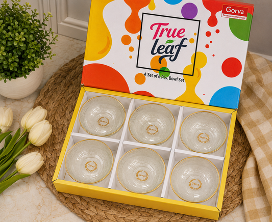 6 Pcs True Leaf Pudding Set | 6 Premium Glass Bowls
