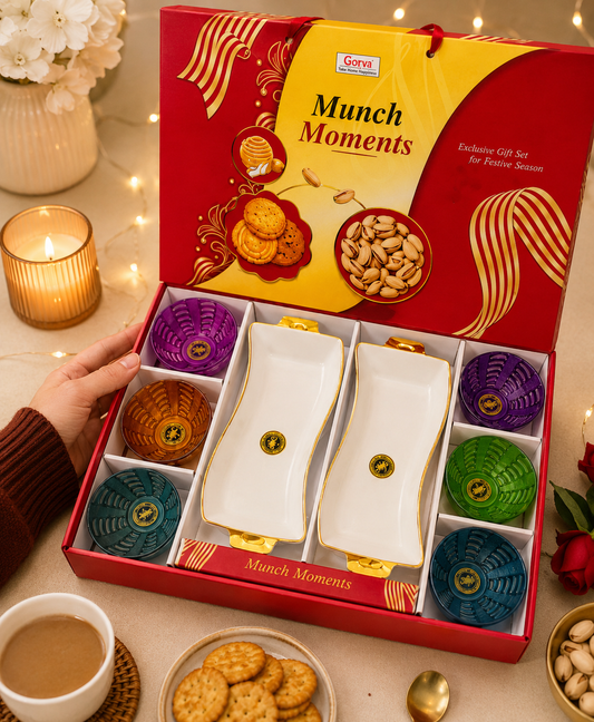 8 Pcs Munch Moments | 6 Premium Bowls & 2 White Platters