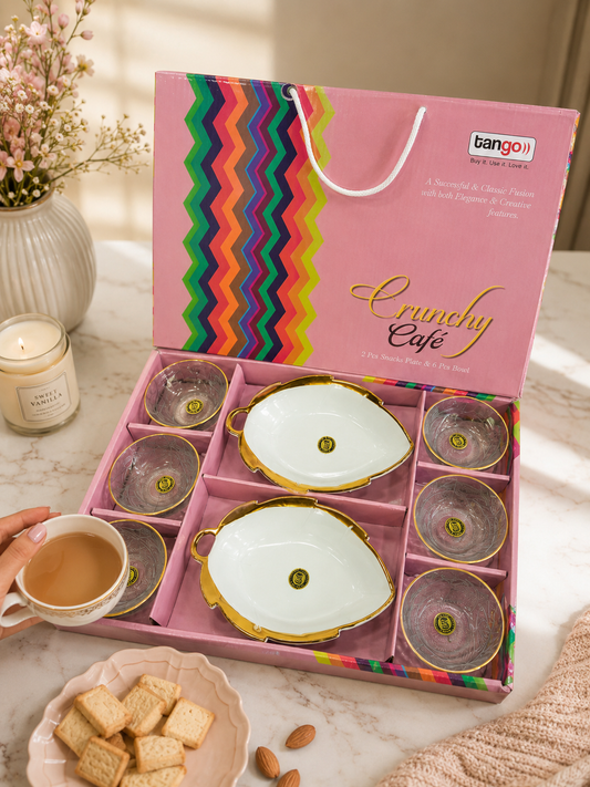 8 Pcs Crunchy Cafe Pudding Set | 6 Bowls & 2 Platters