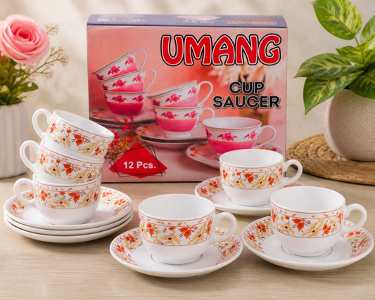 12 Pcs Premium Tea Set – 6 Cups & 6 Saucers | Perfect Gift for Tea Lovers