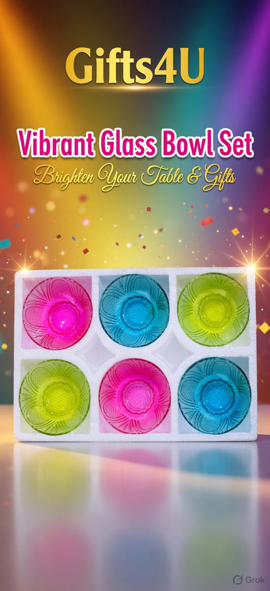 6 Pcs Colourful Glass Bowl Set