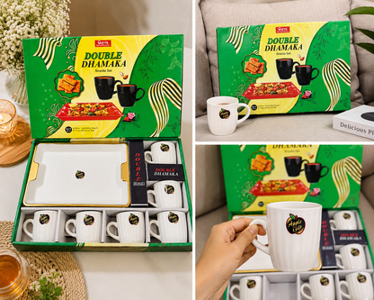 7 Pcs Double Dhamaka Snacks Set | 6 Cups & 1 Tray | Perfect for Serving & Gifting