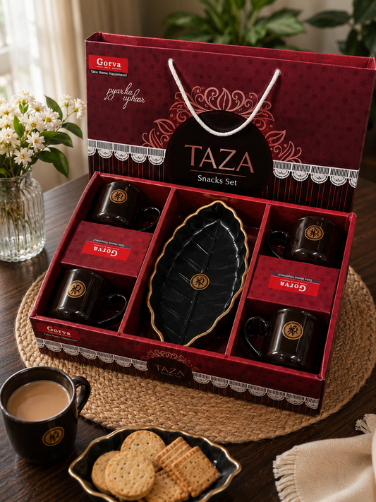 5 Pcs Taza Snack Set | 4 Premium Cups & 1 Platter