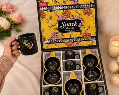 9 Pcs Snack Mahal | 6 Premium Cups & 3 Designer Platters