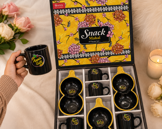 9 Pcs Snack Mahal | 6 Premium Cups & 3 Designer Platters