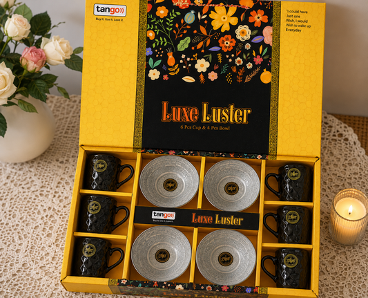 10 Pcs Luxe Luster Premium Quality Gift Set | 6 Cups & 4 Premium Bowls
