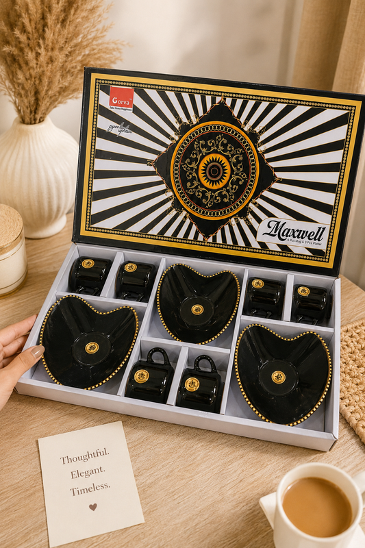 9 Pcs Max Well Snacks Set | 6 Cups & 3 Heart Platters