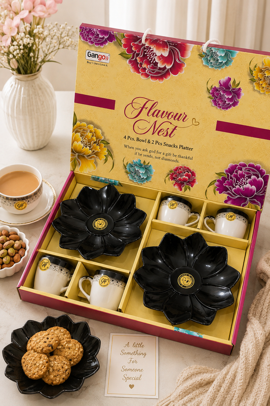6 Pcs Flavour Nest Snacks Set | 4 Cups & 2 Platters