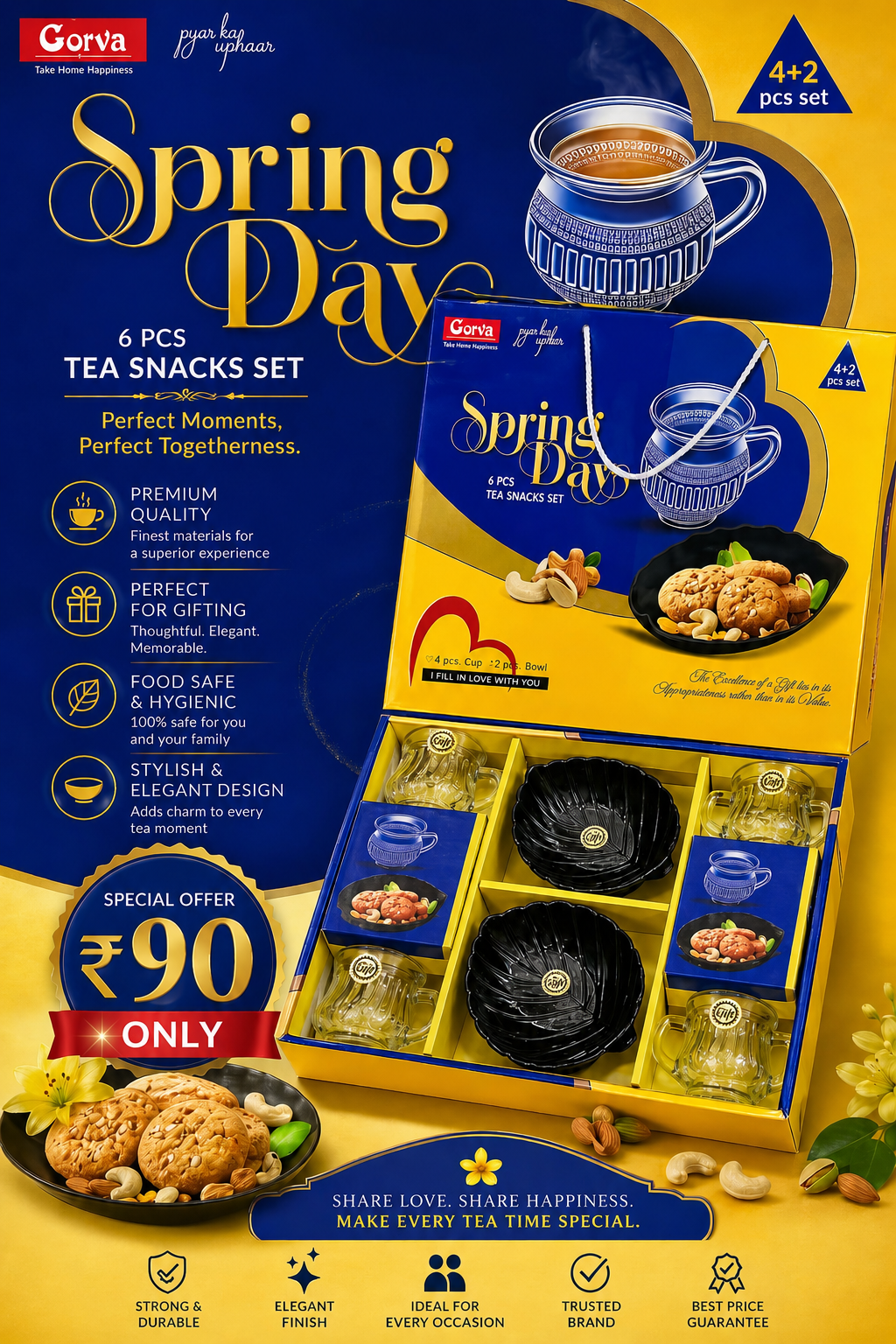 6 Pcs Tea Snacks Set - Spring Day