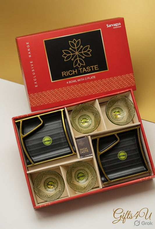 4 Glass Bowl & 2 Plate Sets