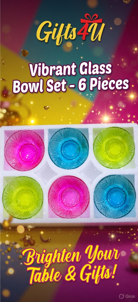 6 Pcs Colourful Glass Bowl Set