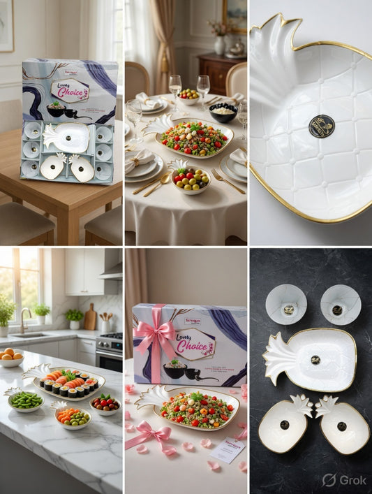 9 Pcs Crockery Set (6 Bowls, 2 Small Serving & 1 big serving plates)