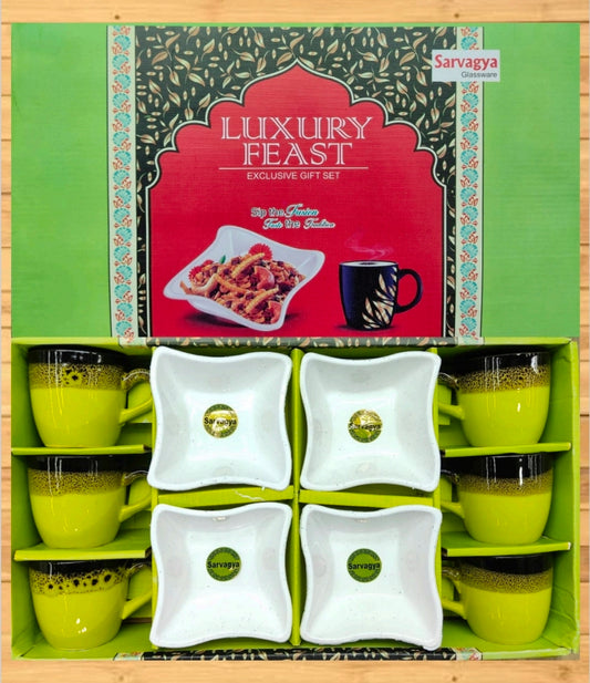 10 Pcs Tea Set – 6 Cups & 4 Platters | Perfect Gift for Tea Lovers