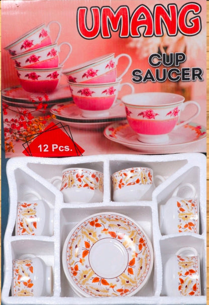 12 Pcs Premium Tea Set – 6 Cups & 6 Saucers | Perfect Gift for Tea Lovers