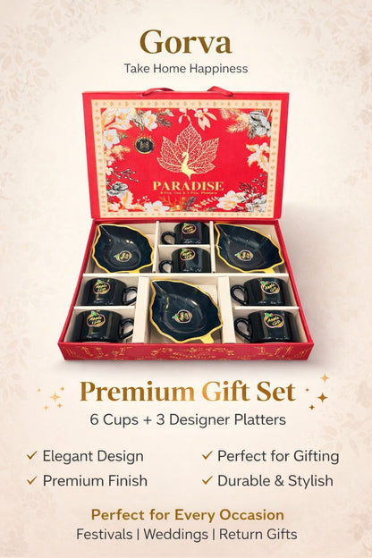 9 Pcs Paradise Premium Gift Set | 6 Cups & 3 Platters | Luxurious Gifting for Every Occasion