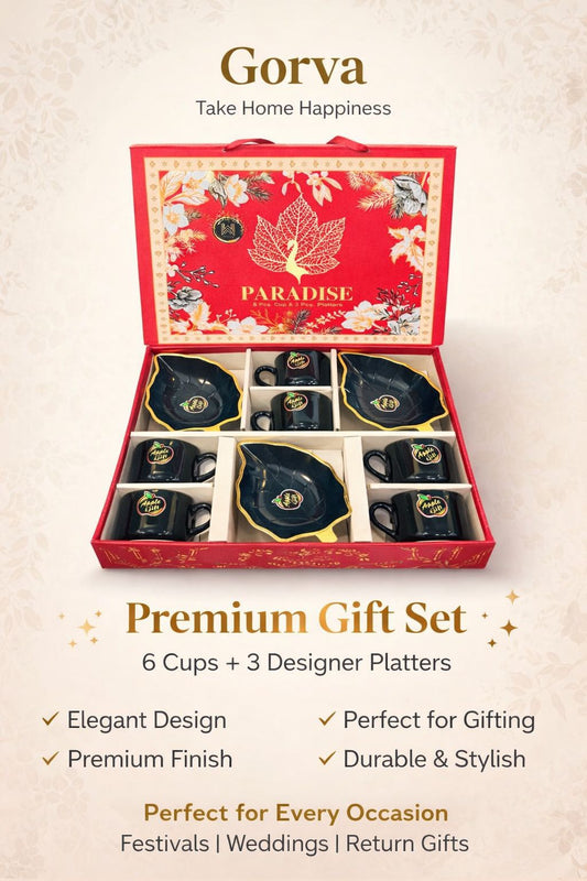9 Pcs Paradise Premium Gift Set | 6 Cups & 3 Platters | Luxurious Gifting for Every Occasion