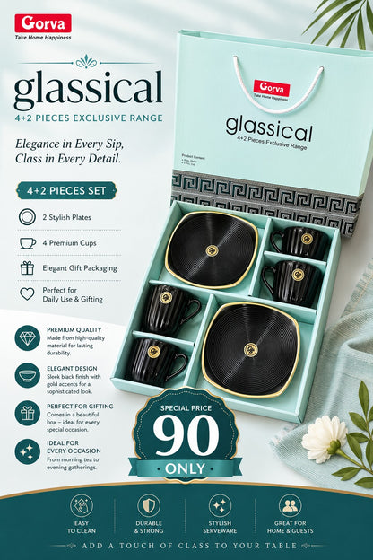 6 Pcs Glassical Cup Set – Timeless Glassware for Every Home