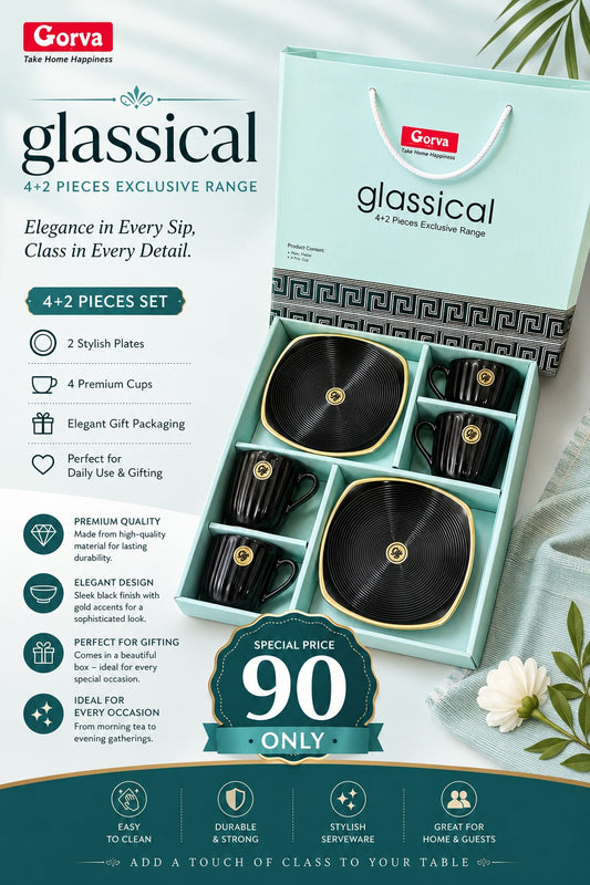 6 Pcs Glassical Cup Set – Timeless Glassware for Every Home