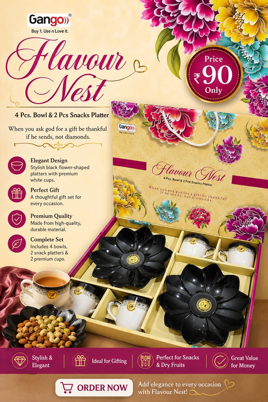 6 Pcs Flavour Nest Snacks Set | 4 Cups & 2 Platters