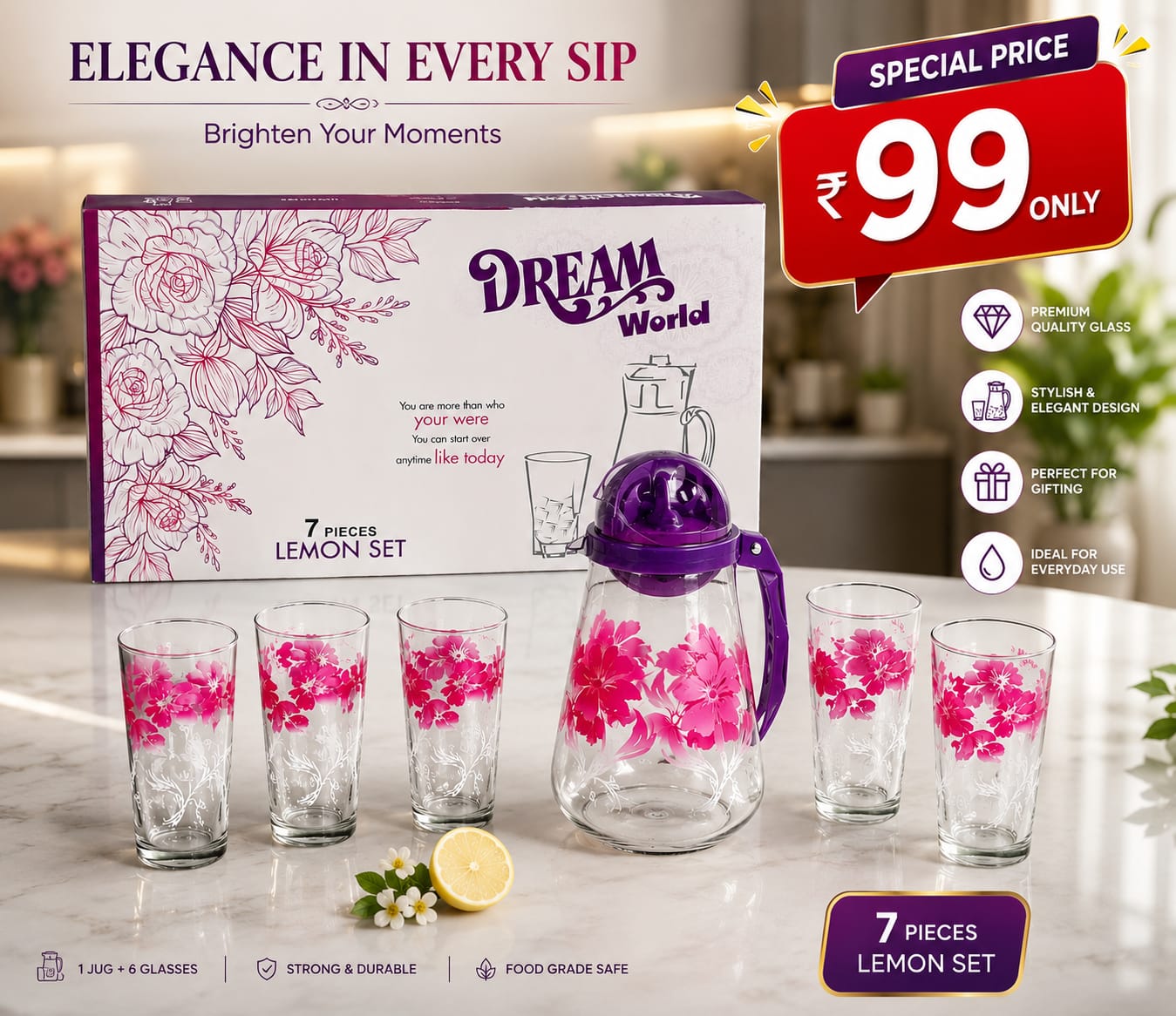 7 Pcs Dream World Lemon Set – Premium Kitchen & Gifting Essential