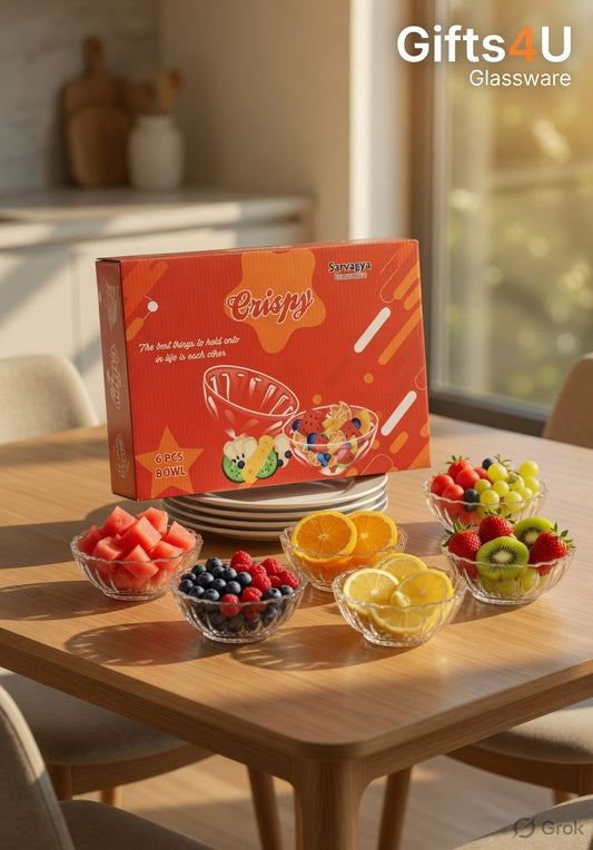 6 Pcs Plain Glass Bowl Set