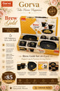 6 Pcs Brew Gold Tea Set | 4 Cups & 2 Big Platters