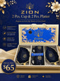 4 Pcs Zion Tea Set | 2 Cups & 2 Platters